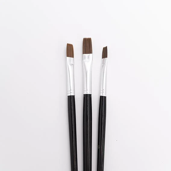 Makr Synthetic Flat Brush Set, Size 6,10,12- 3pk - Image 3