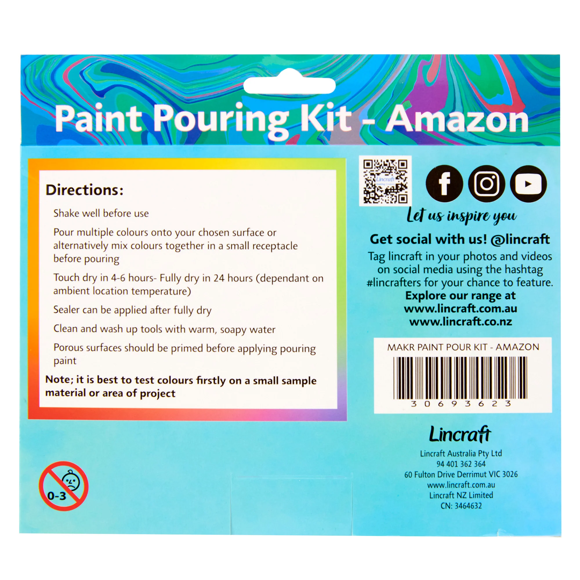 Makr Paint Pour Kit, Amazon Coral (Blue, Lime Green, Forest Green)- 4pk - Image 3