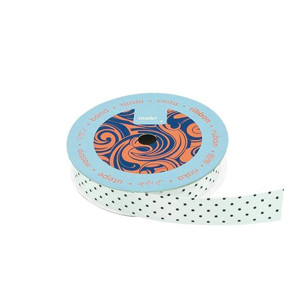 Makr Ribbon, Small Dots White Satin- 16mmx4.5m - Image 2