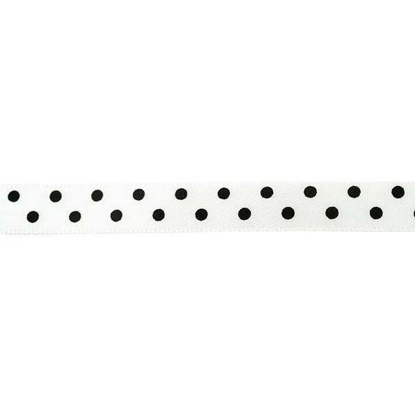 Makr Ribbon, Medium Dots White Satin- 9mmx9.1m