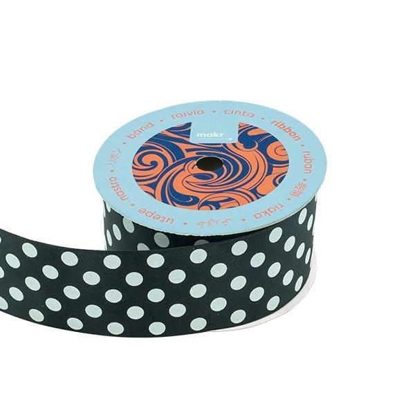 Makr Ribbon, Large Dots Black Satin- 38mmx3.6m - Image 2