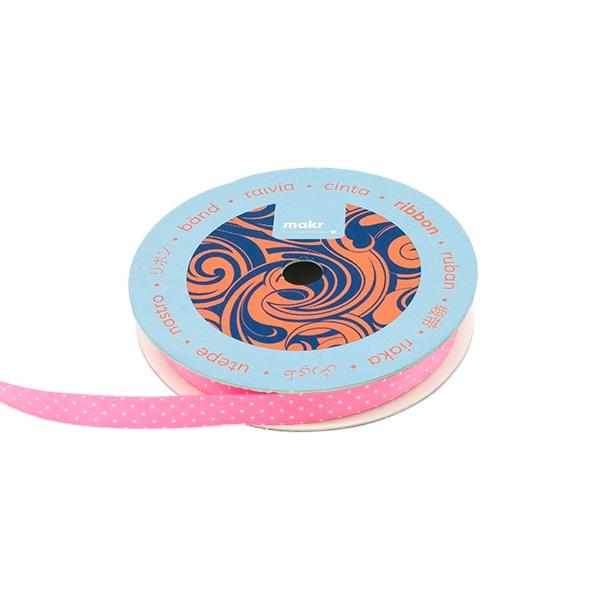 Makr Ribbon, Small Dots Pink Satin- 9mmx9.1m - Image 2