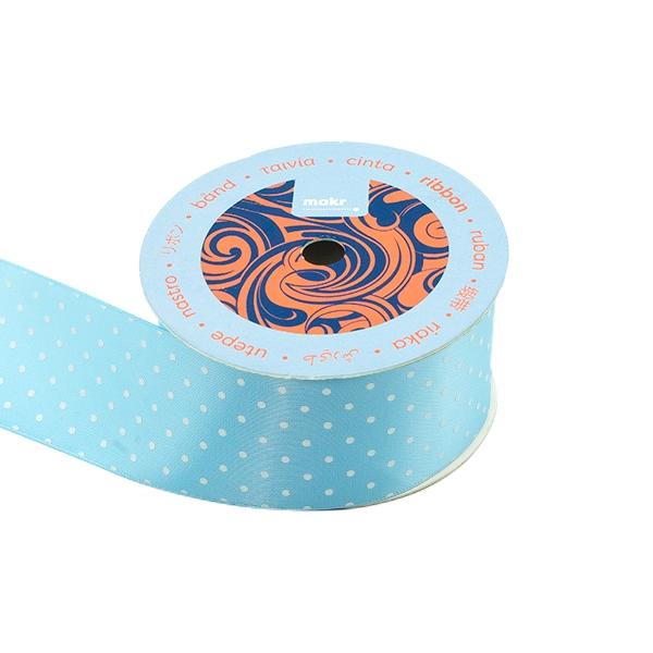 Makr Ribbon, Small Dots Blue Satin- 38mmx3.6m - Image 2