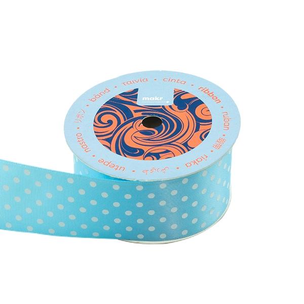 Makr Ribbon, Medium Dots Blue Satin- 38mmx3.6m - Image 2