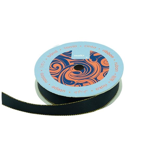 Makr Ribbon, Gold Edge Black Satin- 16mmx4.5m - Image 2