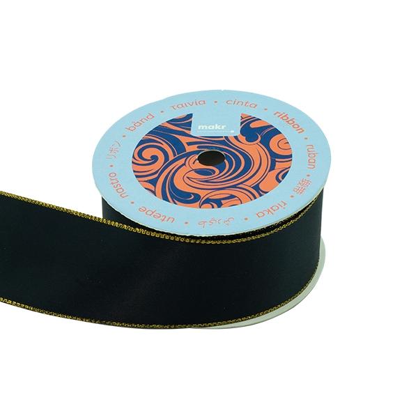 Makr Ribbon, Gold Edge Black Satin- 38mmx3.6m - Image 2