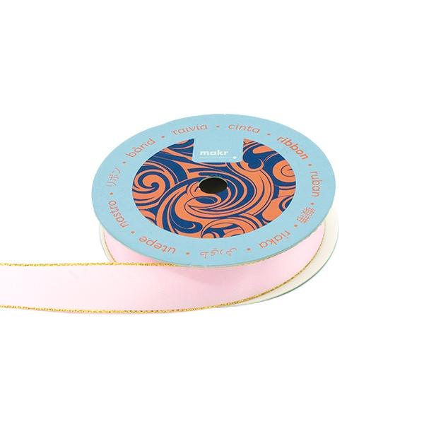 Makr Ribbon, Gold Edge Pearl Pink Satin- 16mmx4.5m - Image 2