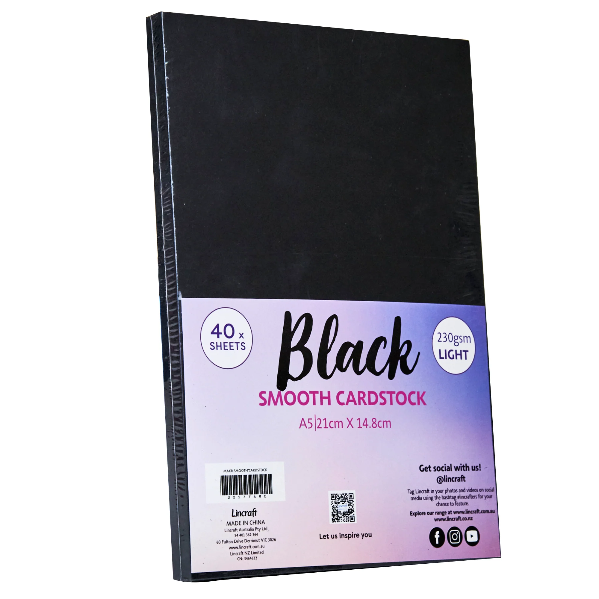 Makr Smooth Lightweight Cardstock, Black- A5 - Image 2