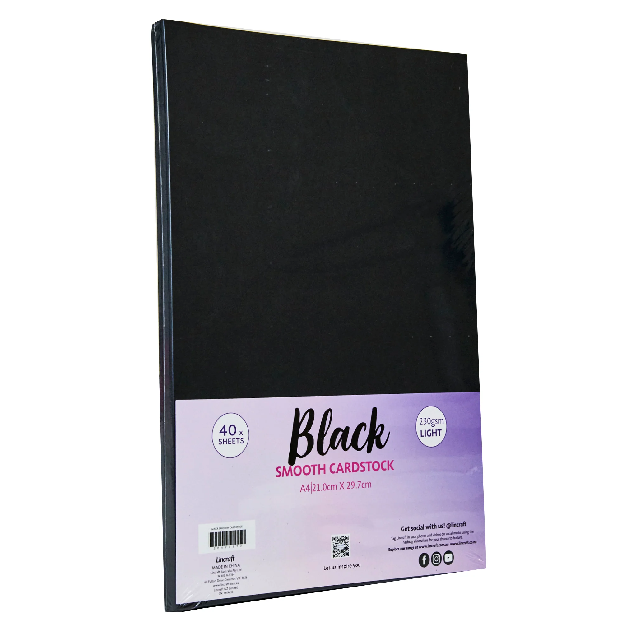 Makr Smooth Lightweight Cardstock, Black- A4 - Image 2