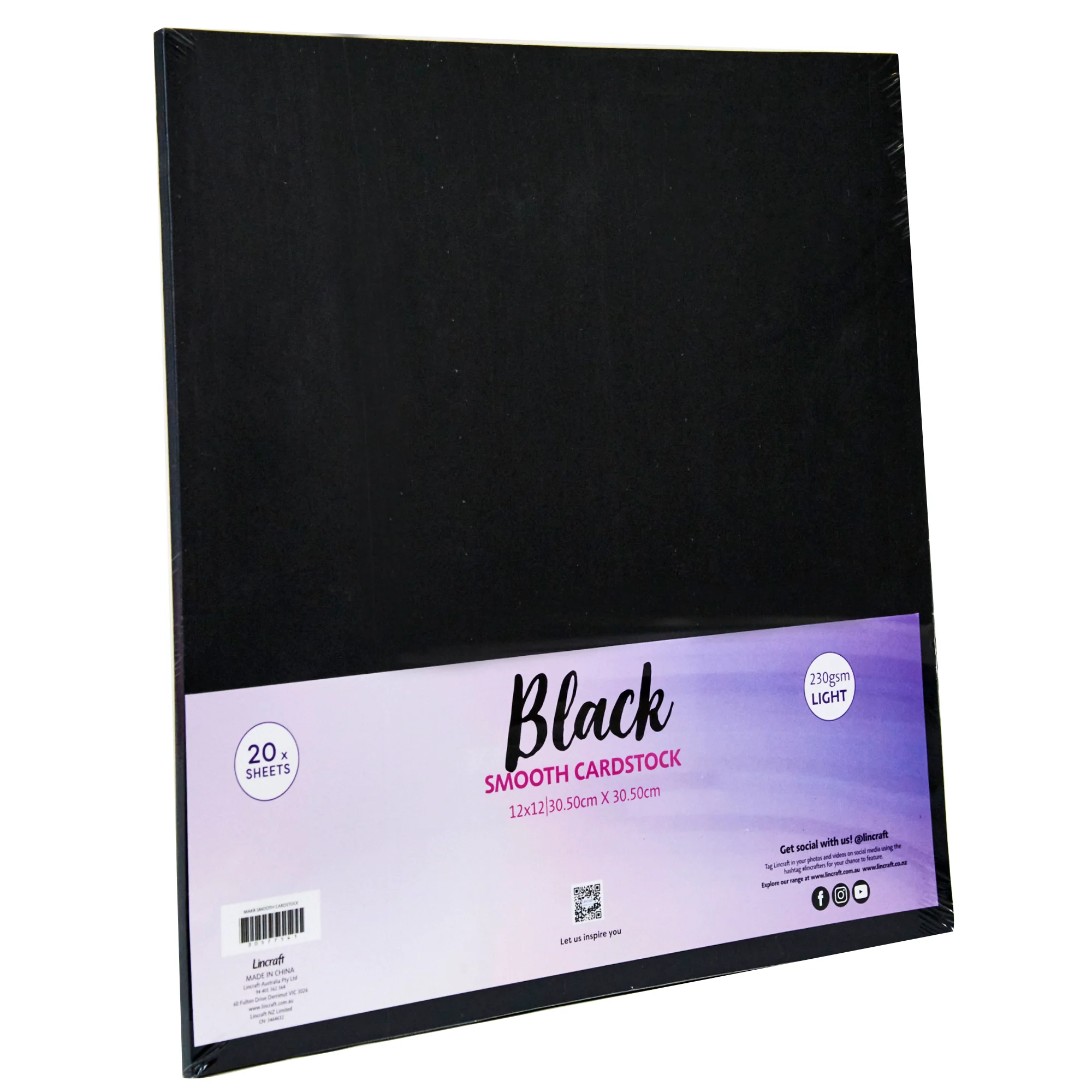 Makr Smooth Lightweight Cardstock, Black- 12x12in - Image 2
