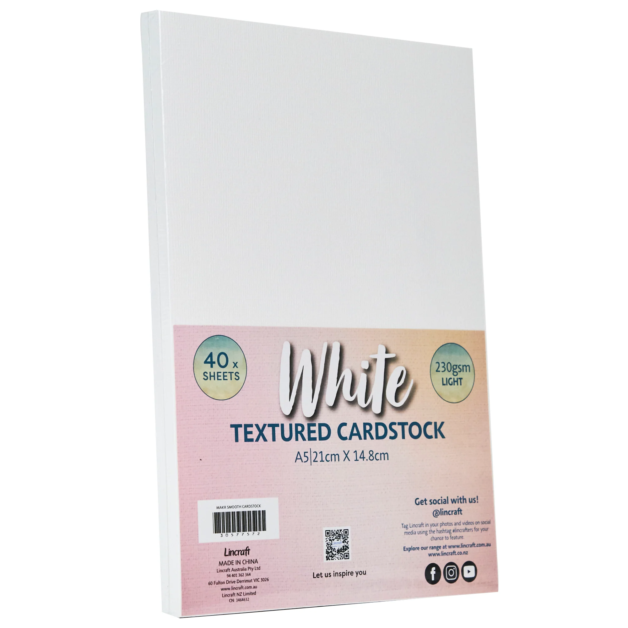 Makr Textured Lightweight Cardstock, White- A5 - Image 2