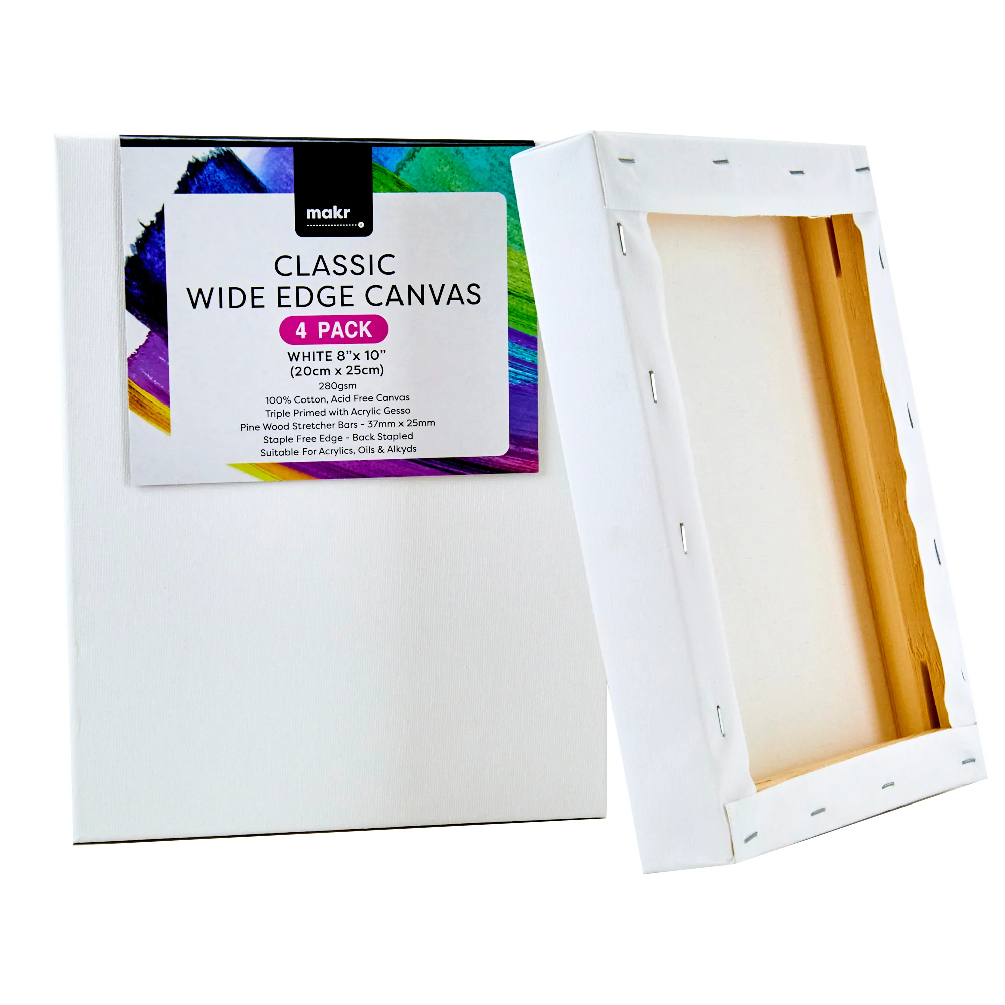 Makr Classic Wide Edge Value Pack Canvas, 4pk- 20cmx25cm - Image 3