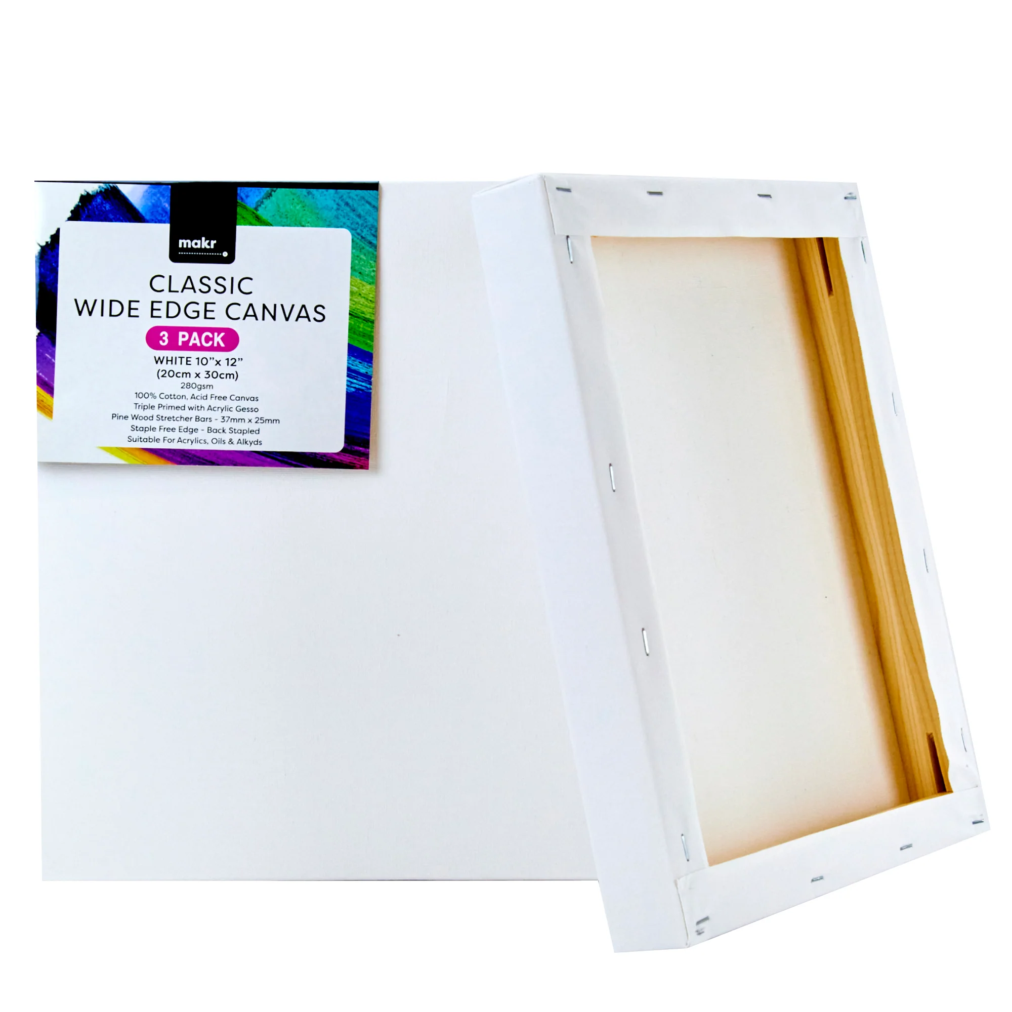 Makr Classic Wide Edge Value Pack Canvas, 3pk- 25cmx30cm - Image 3