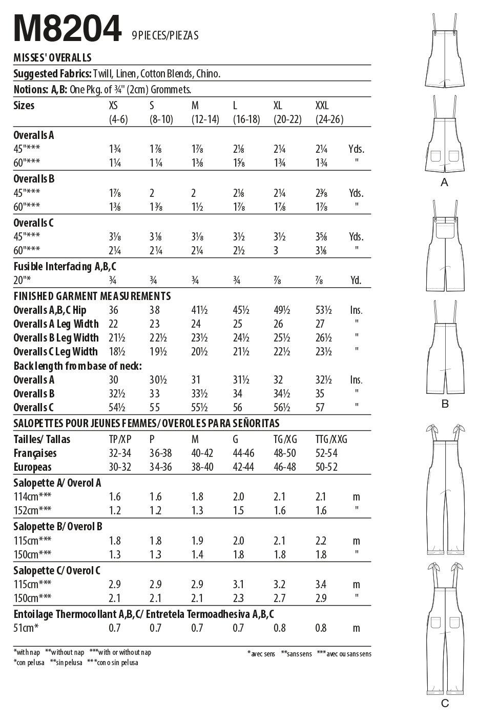 McCall's Pattern M8204 Misses' Overalls - Image 6