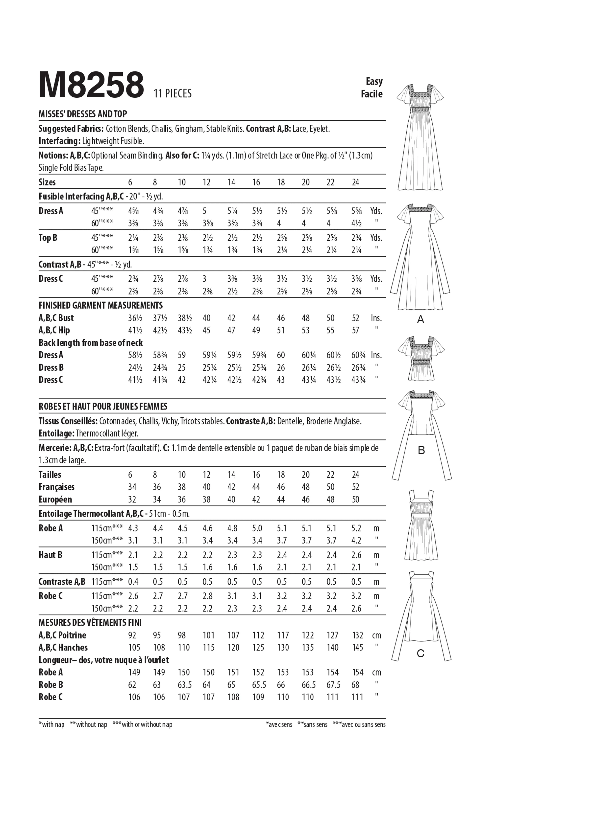 McCall's Pattern M8258 Misses' Dresses & Top - Image 7