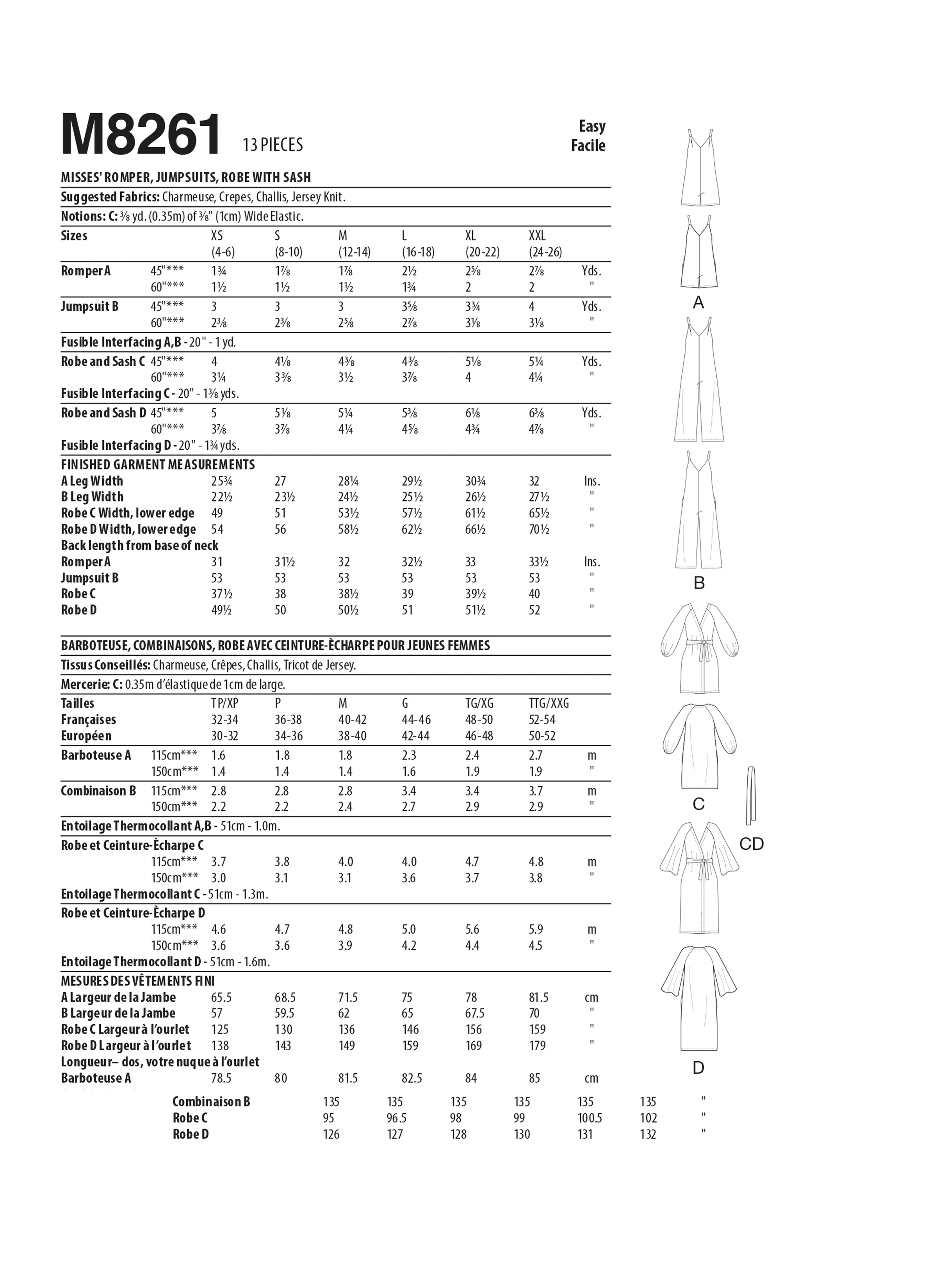 McCall's Pattern M8261 Miss Romper Jumpsuit Robe - Image 9