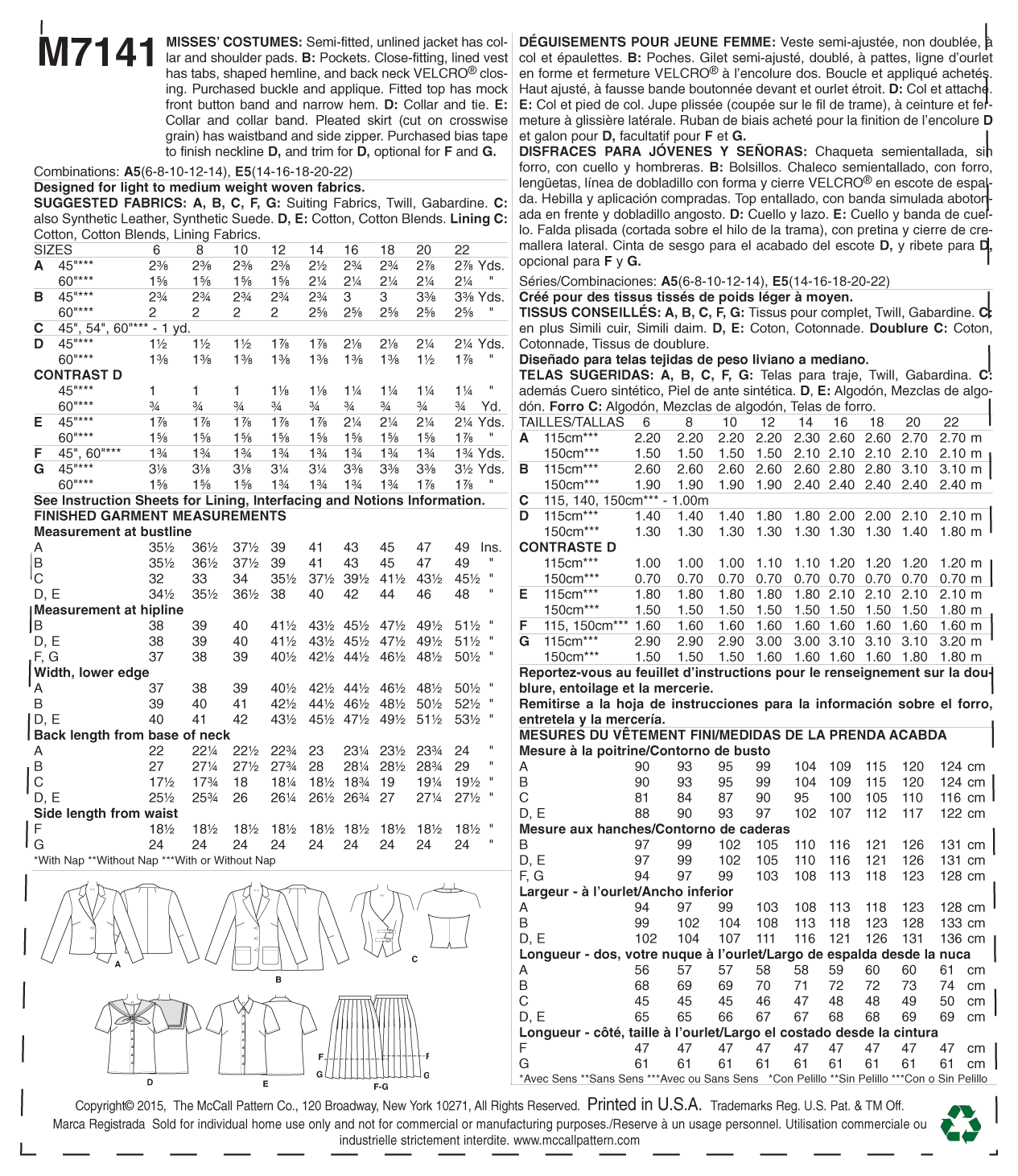 McCall's Pattern M7141 Misses' Costumes - Image 11