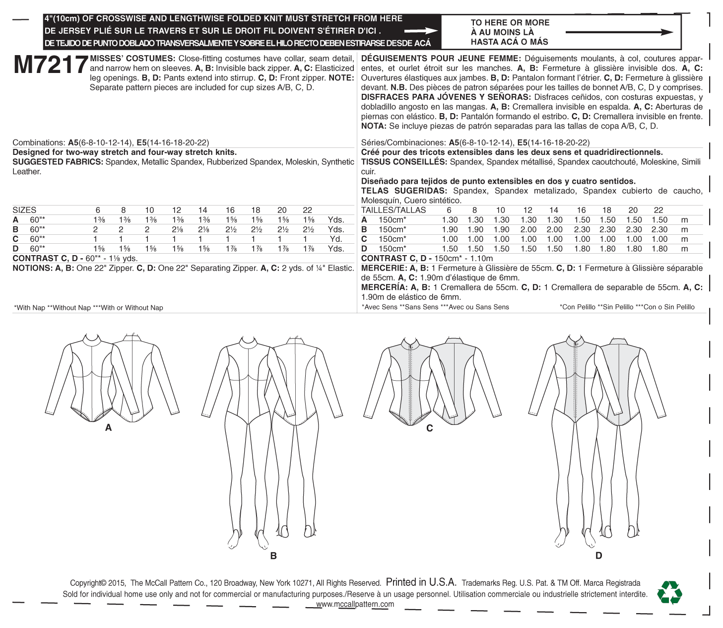 McCall's Pattern M7217 Yaya Han Zippered bodysuit - Image 10