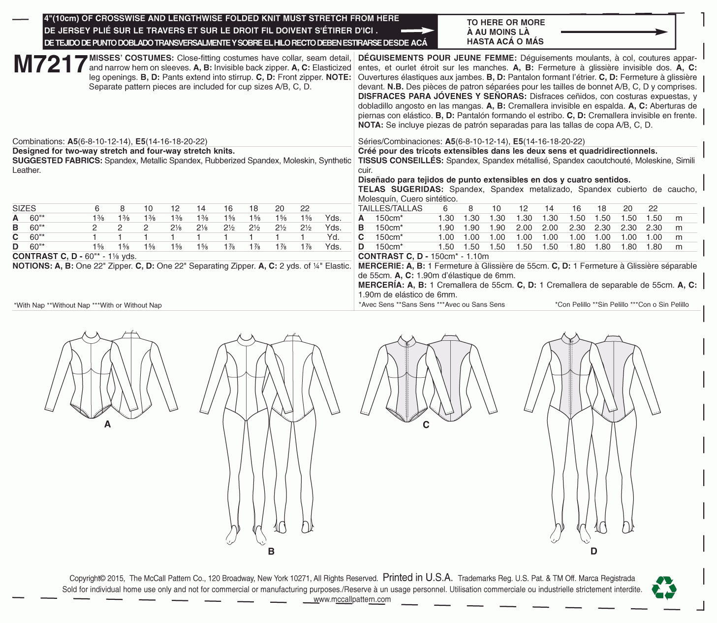 McCall's Pattern M7217 Yaya Han Zippered bodysuit - Image 12