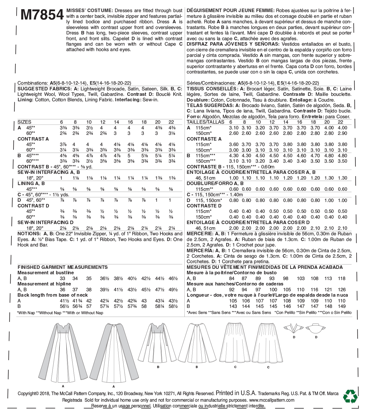 McCall's Pattern M7854 Misses' Costume - Image 7