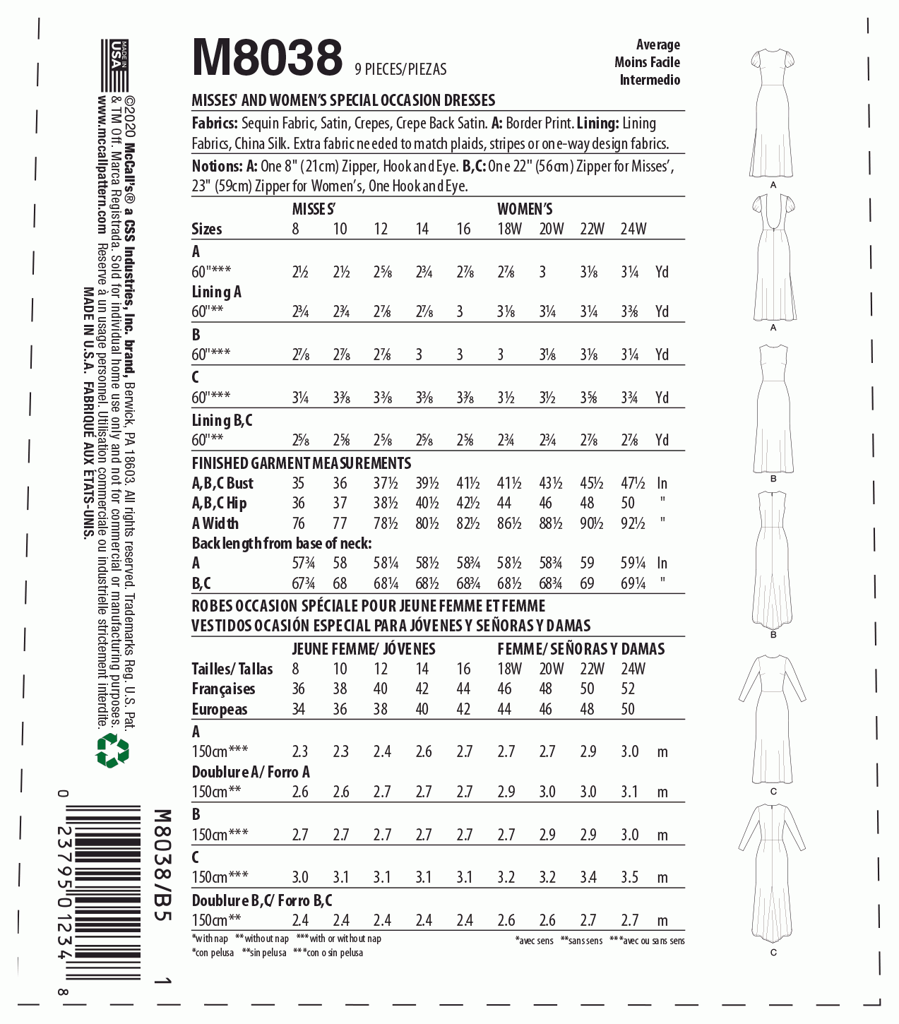 McCall's Pattern M8038 Misses' & Women's Special Occasion Dresses - Image 2