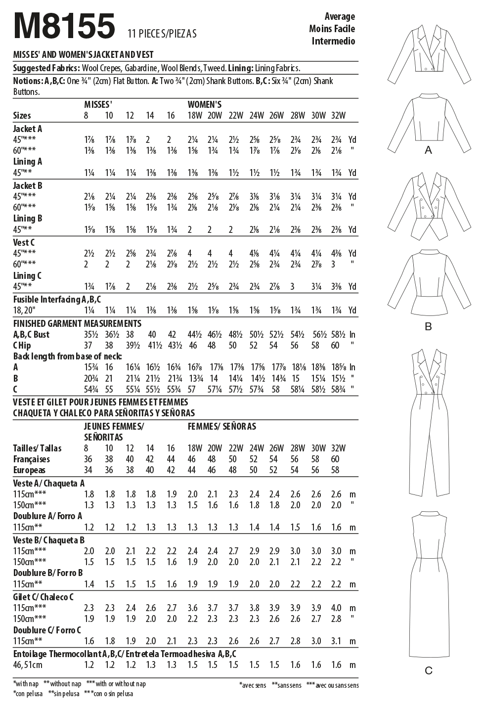 McCall's Pattern M8155 Misses' & Women's Jacket & Vest - Image 8