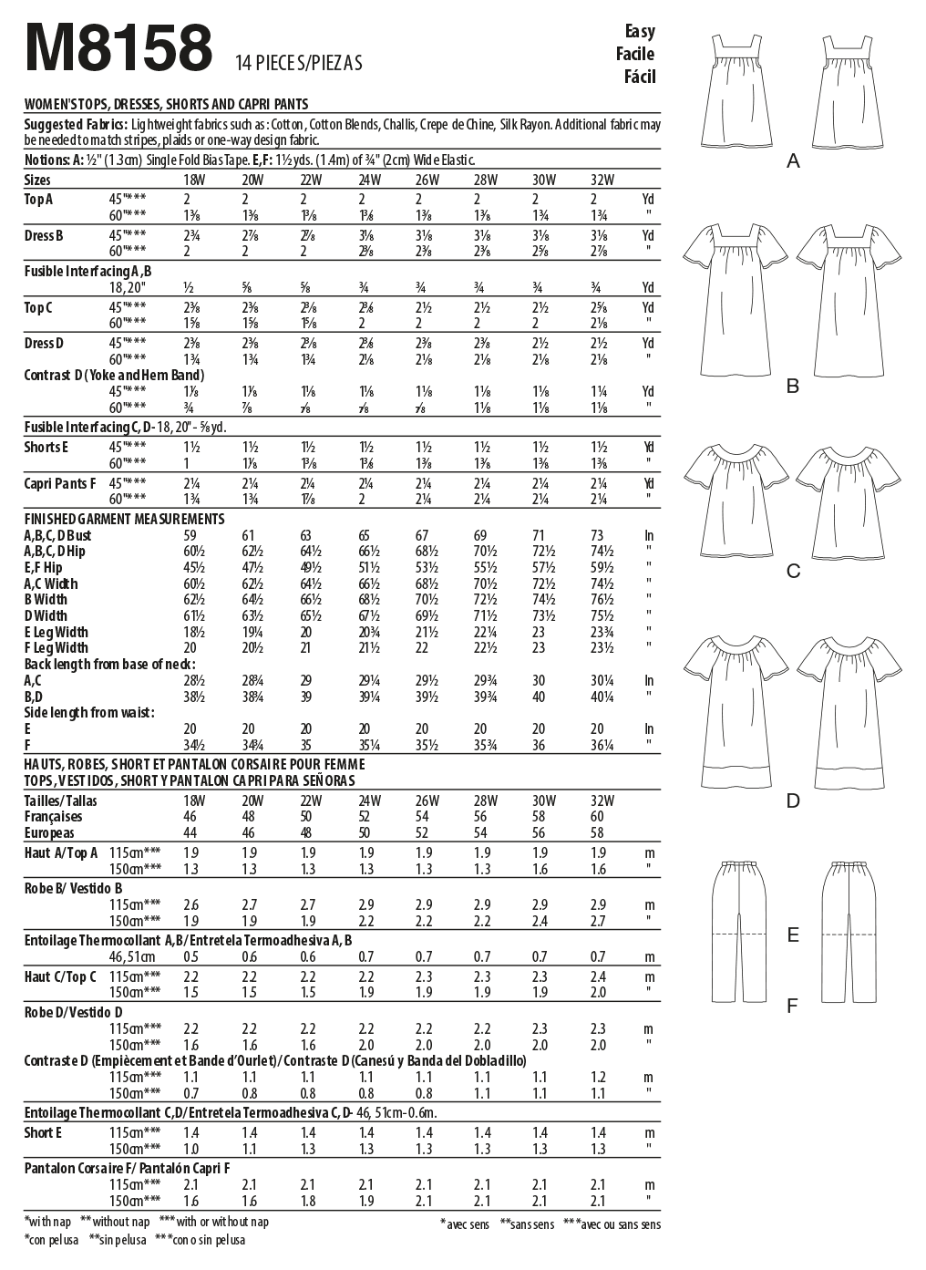 McCall's Pattern M8158 Women's Tops, Dresses, Shorts & Capri Pants - Image 8