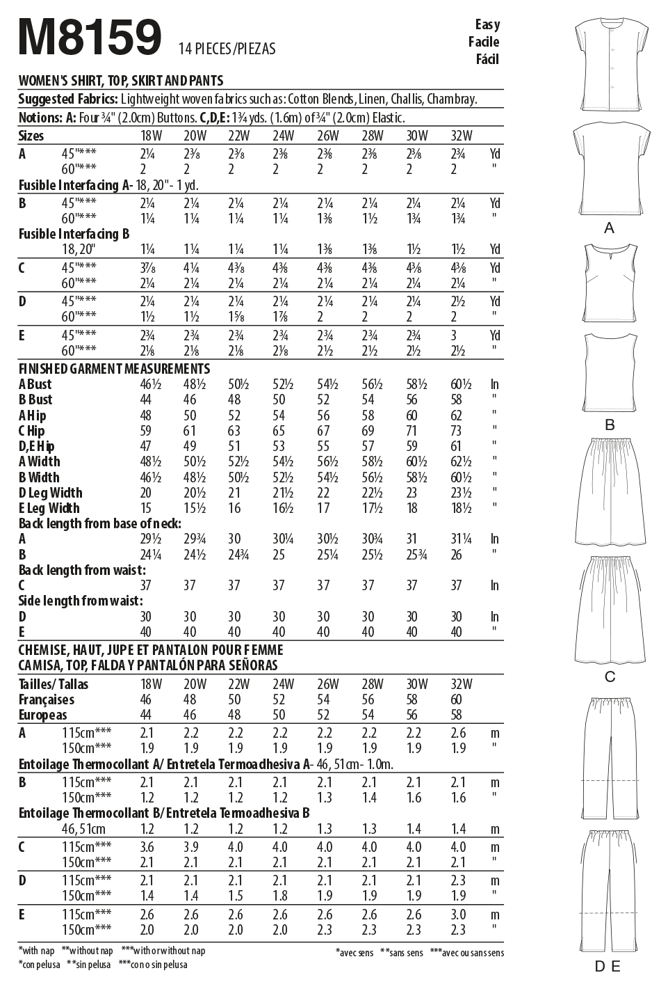 McCall's Pattern M8159 Women's Side Slit Shirt, Top, Skirt & Pants - Image 7
