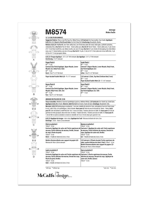 McCall's Pattern M8574 Plush Animals - Image 7