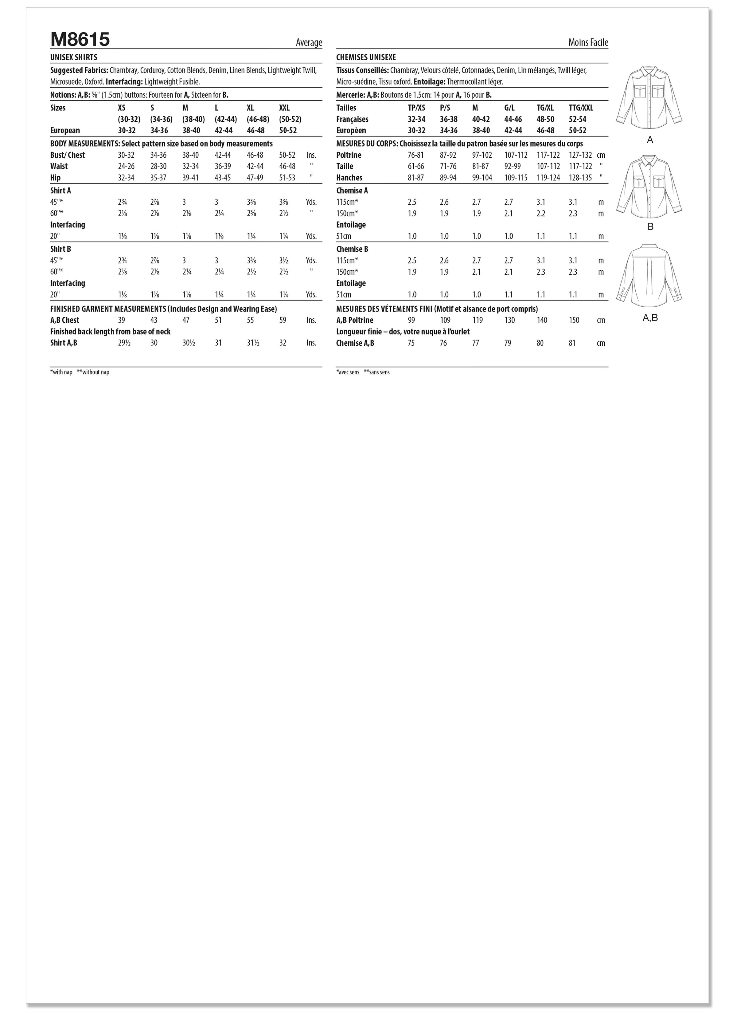 McCall's Pattern M8615 Unisex Top Vest - Image 2