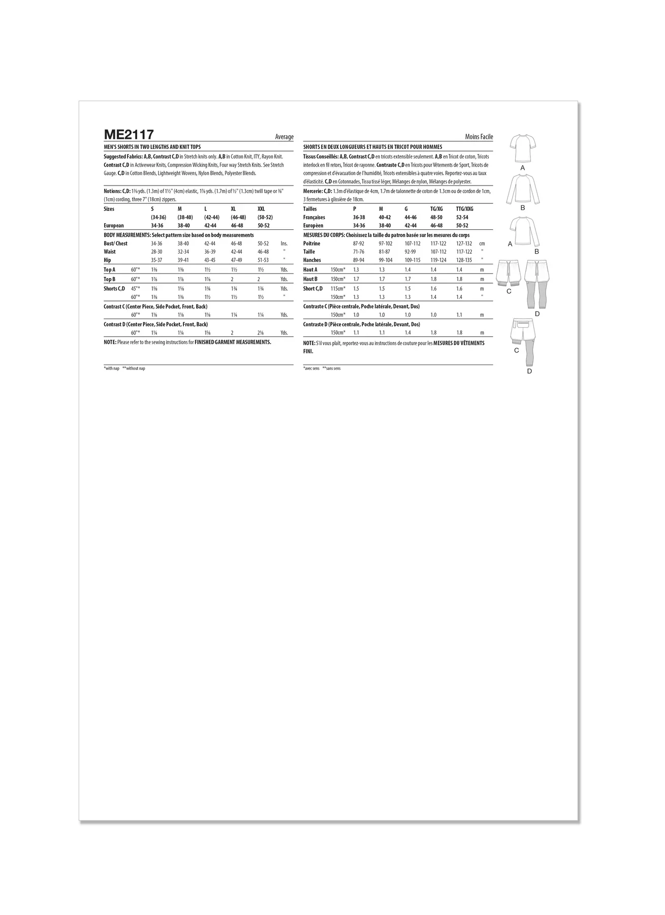 KnowMe Pattern ME2117 Men’s Shorts in Two Lengths and Knit Tops - Image 6