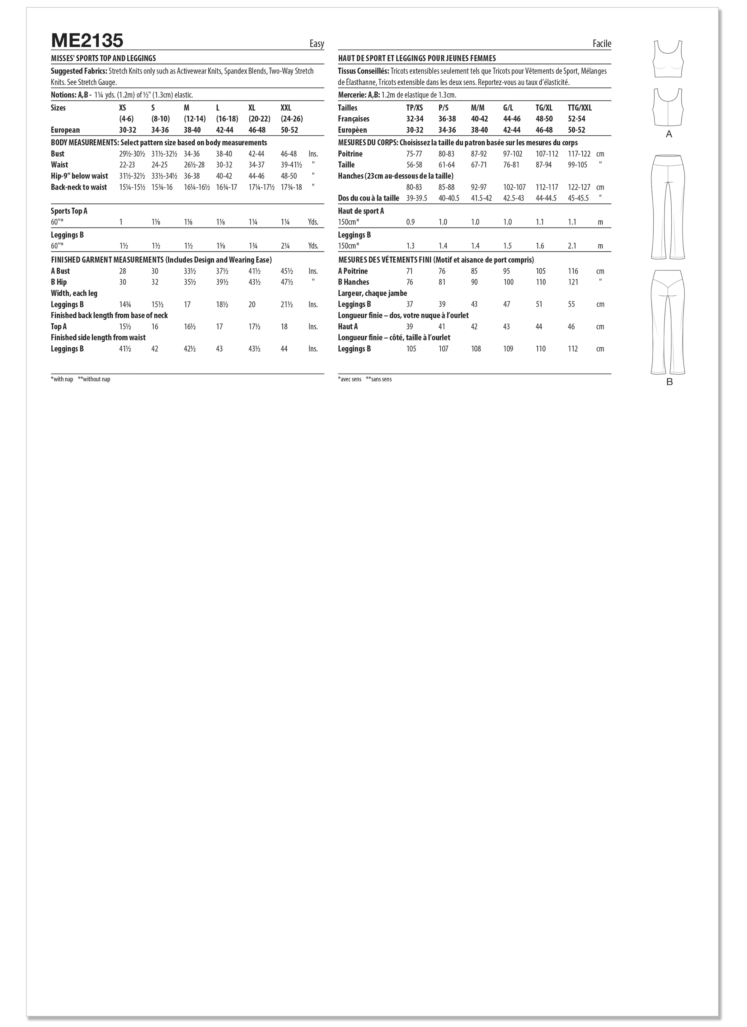 KnowMe Pattern Me2135 Misses' Sports Top and Leggings - Image 2