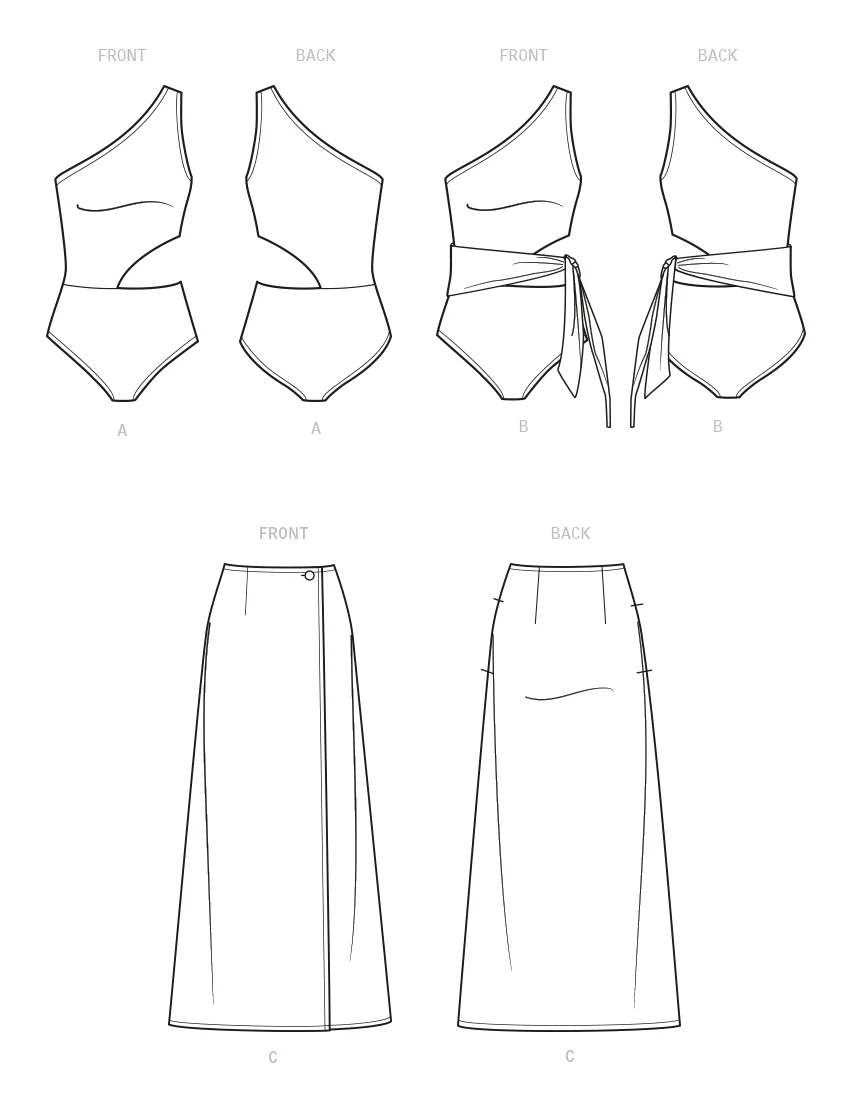 Newlook Pattern 6734 Misses' Swimsuit and Wrap Skirt - Image 11