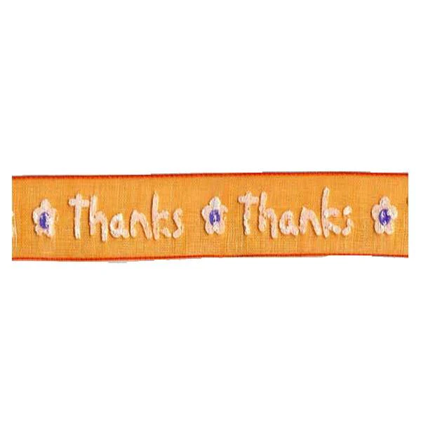 Sullivans Organza Ribbon, Thanks Orange- 15mm
