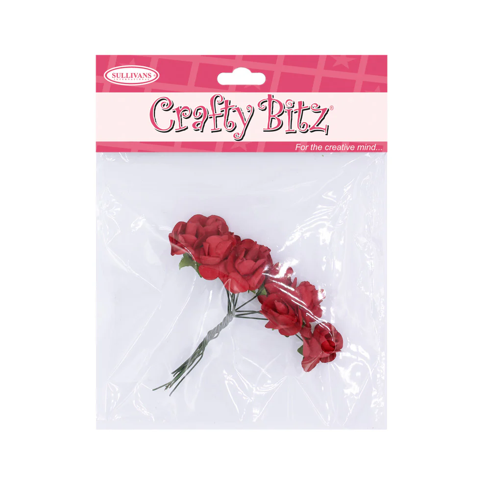 Crafty Bitz Paper Flower Rose, Red