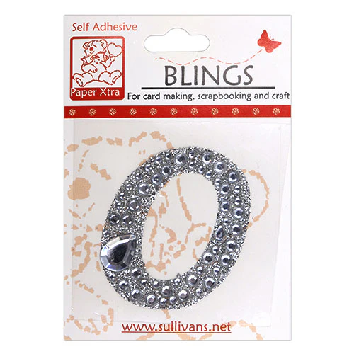 Stick On Bling Number, Cursive 0- 55mm