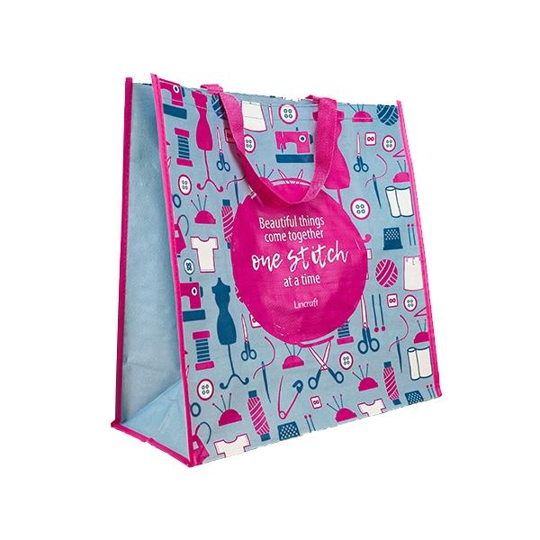 Lincraft Polypropylene Bag, One Stitch Pink Handles - Image 2