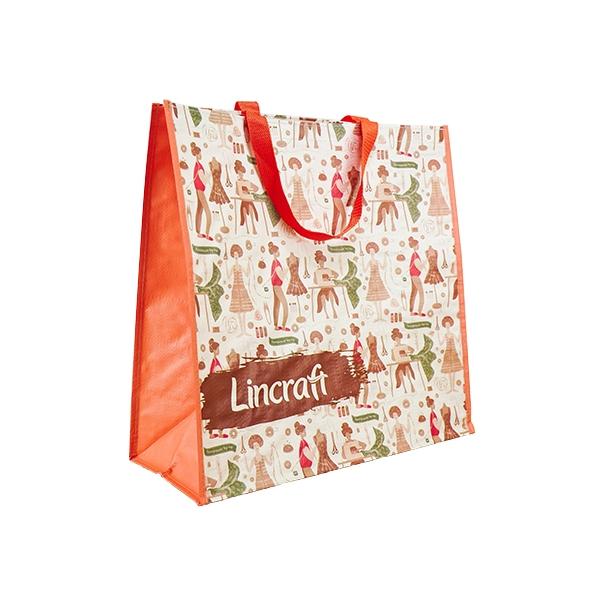 Lincraft Polypropylene Bag, Sewing Print Orange Handles - Image 2