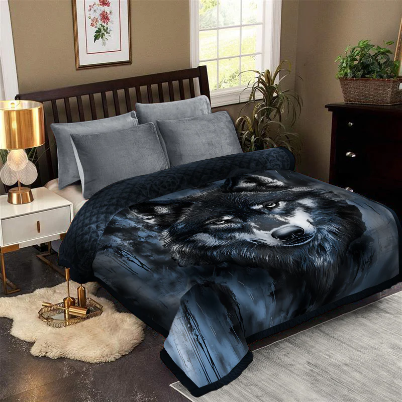 Formr Luxury Mink Blanket, Wolf- 2.1mx2.3m