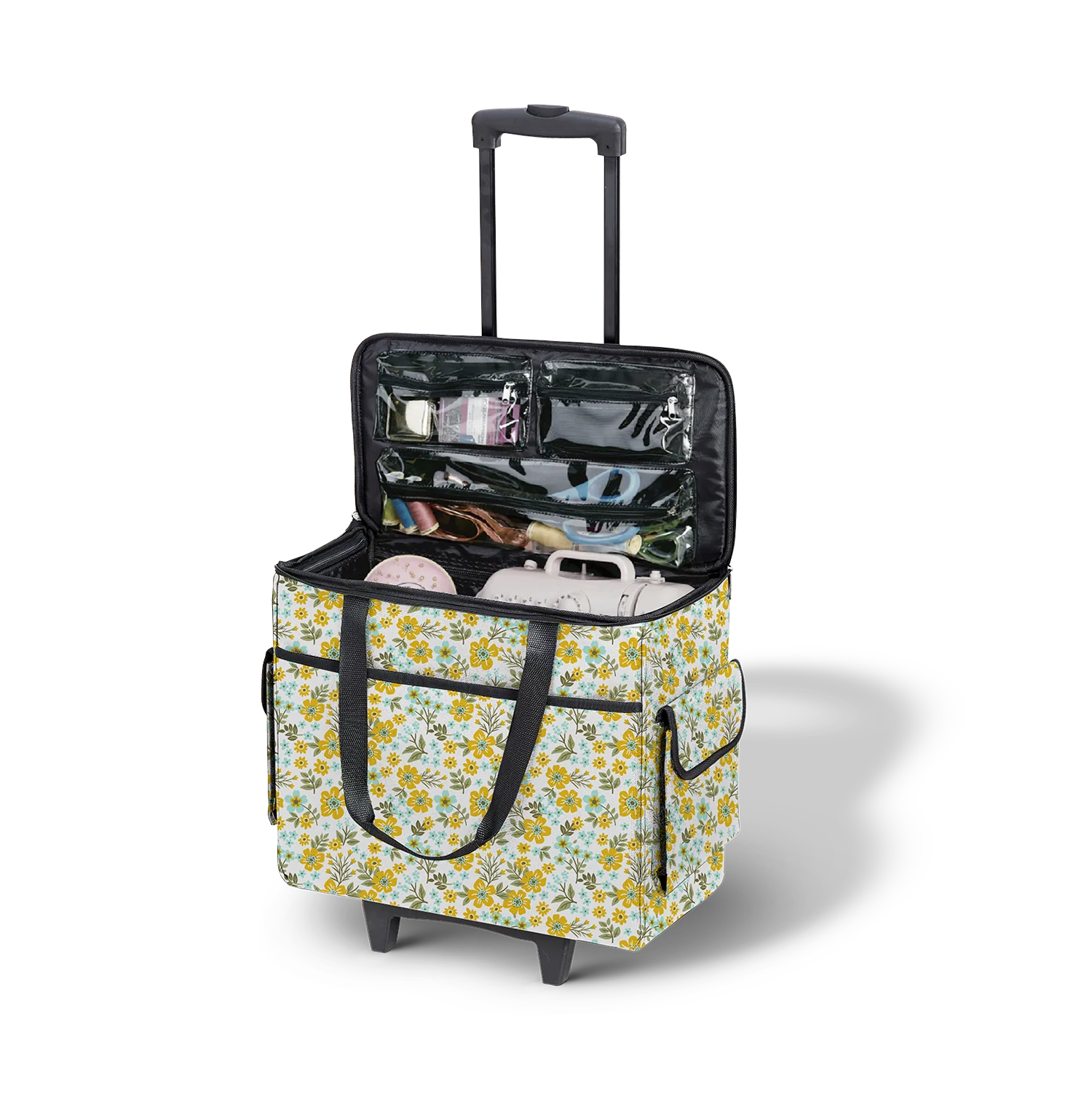 Printed Sewing Machine Trolley Bag, Yellow