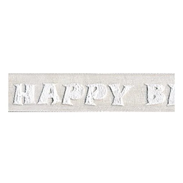 Sullivans Satin Ribbon, Happy Birthday Grey- 15mm
