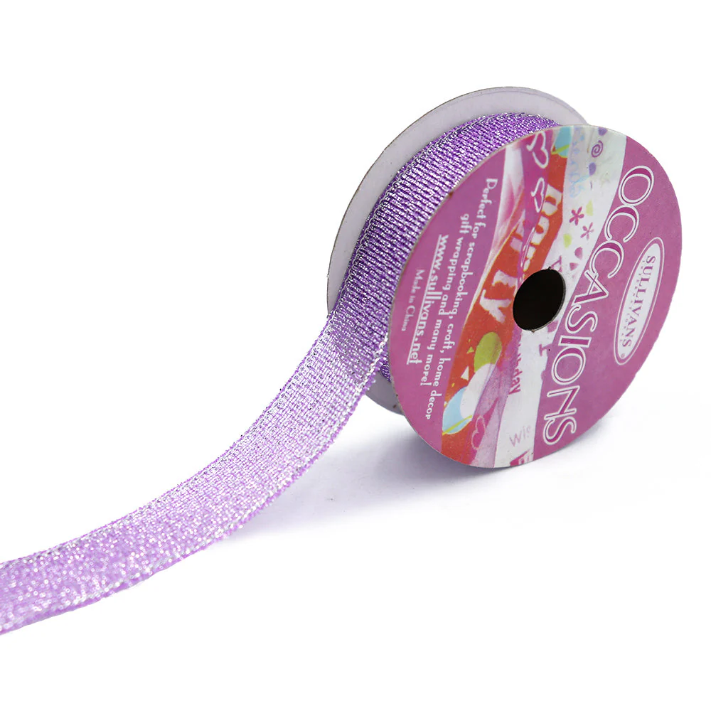 Sullivans Rayon Organza, Lilac Silver Edge- 15mmx5m - Image 3