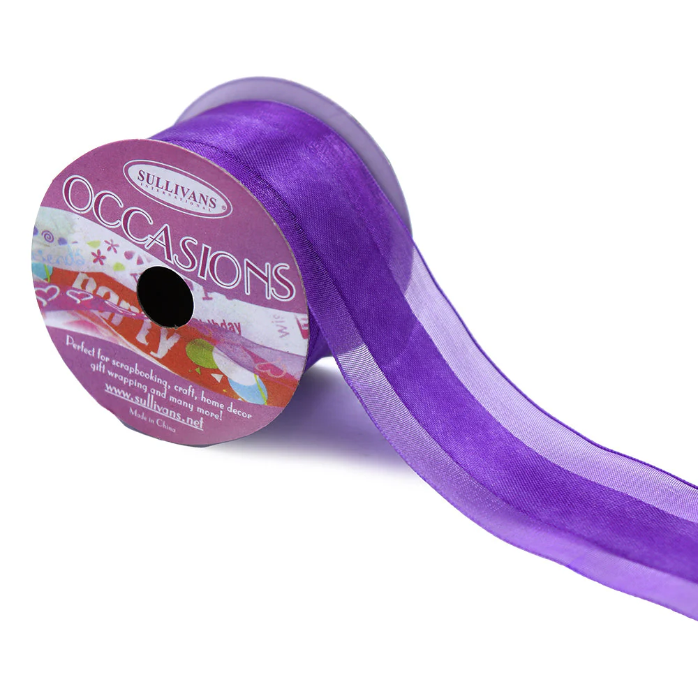 Sullivans Organza Ribbon Satin Edge, Purple- 38mm - Image 3