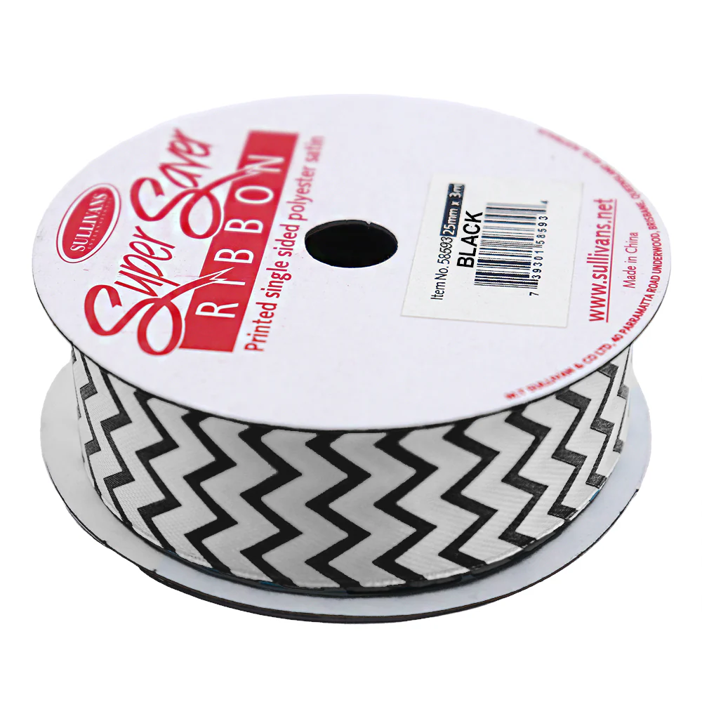 Sullivans Ribbon Satin, Black- 25 mm - Image 2