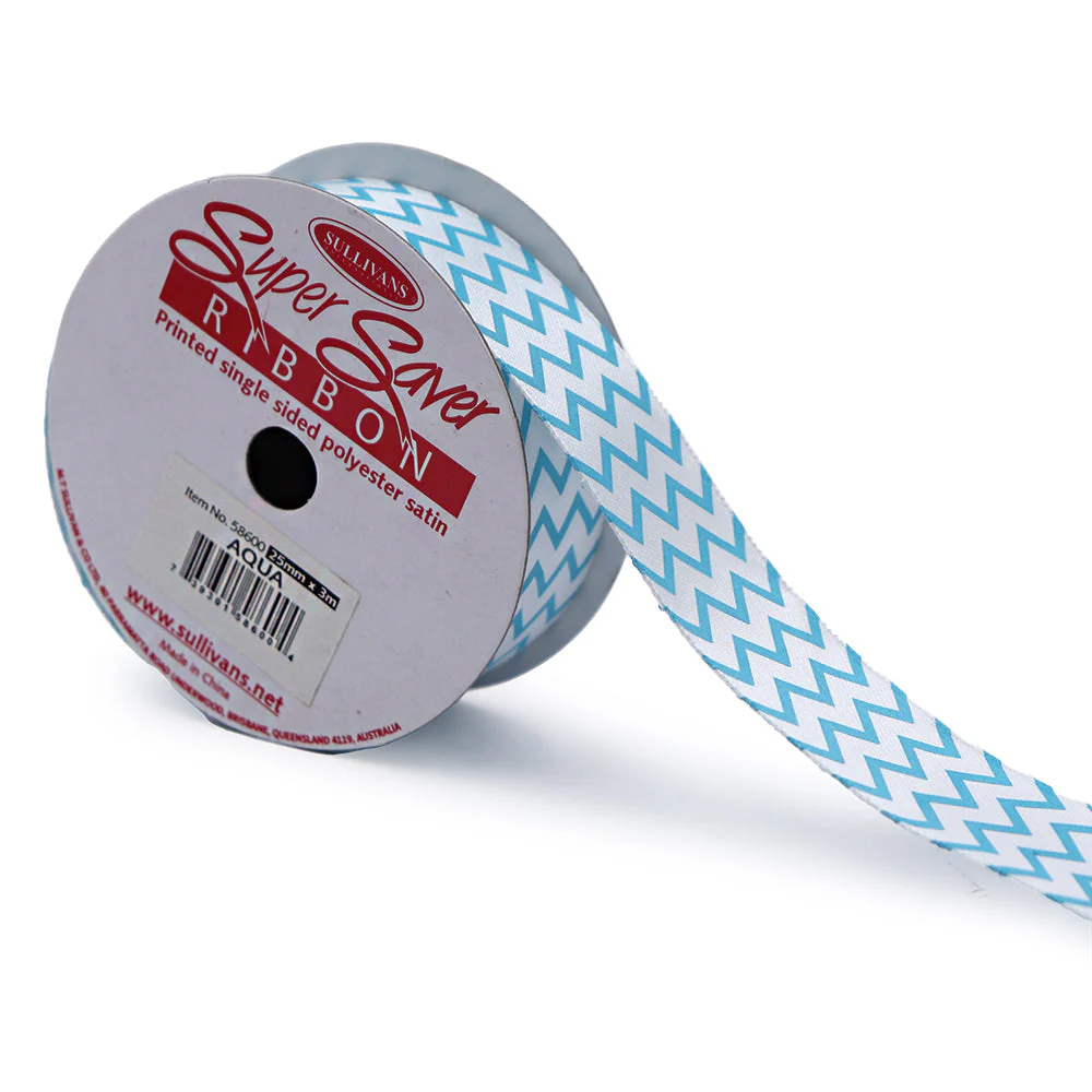 Sullivans Ribbon Satin, Aqua- 25mm - Image 2