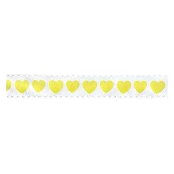 Sullivans Satin Ribbon, Hearts Cream- 16mm
