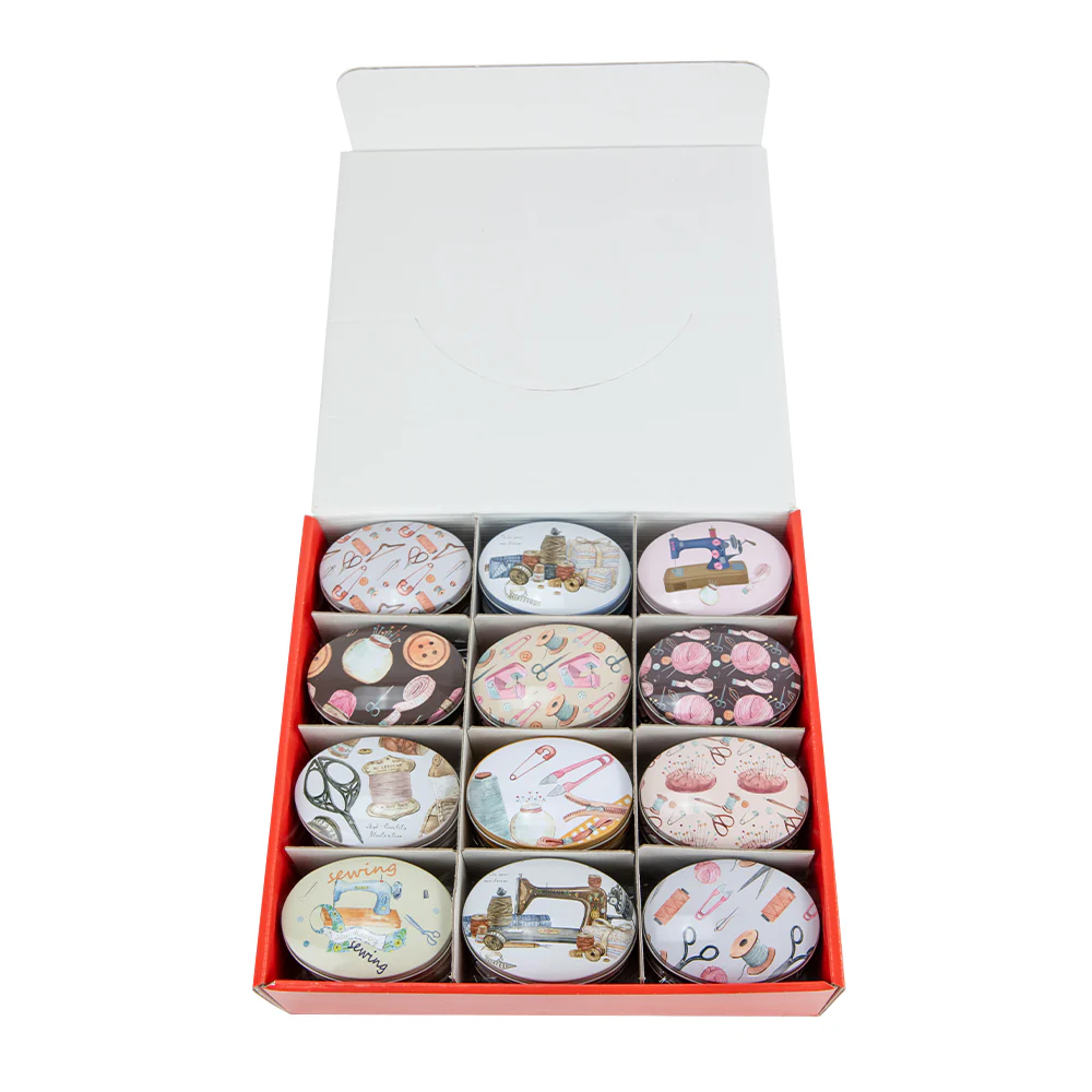 Sewing Tin Box Oval - 8.5x6x2.8cm - Image 3
