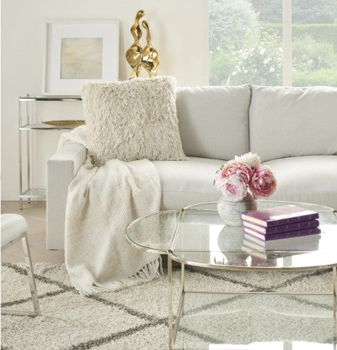 Mina Victory Shaggy Cushion, Ivory- 50.8cmx50.8cm - Image 2