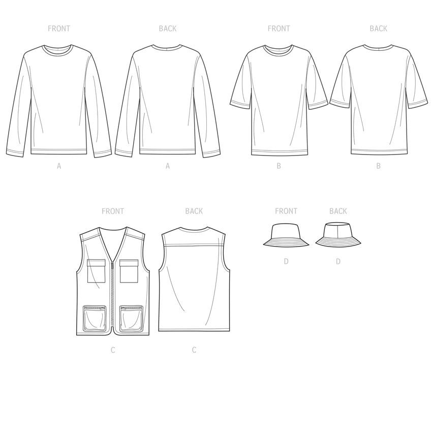 Simplicity Pattern S9651 Men's Knit Top Vest & Hat - Image 8
