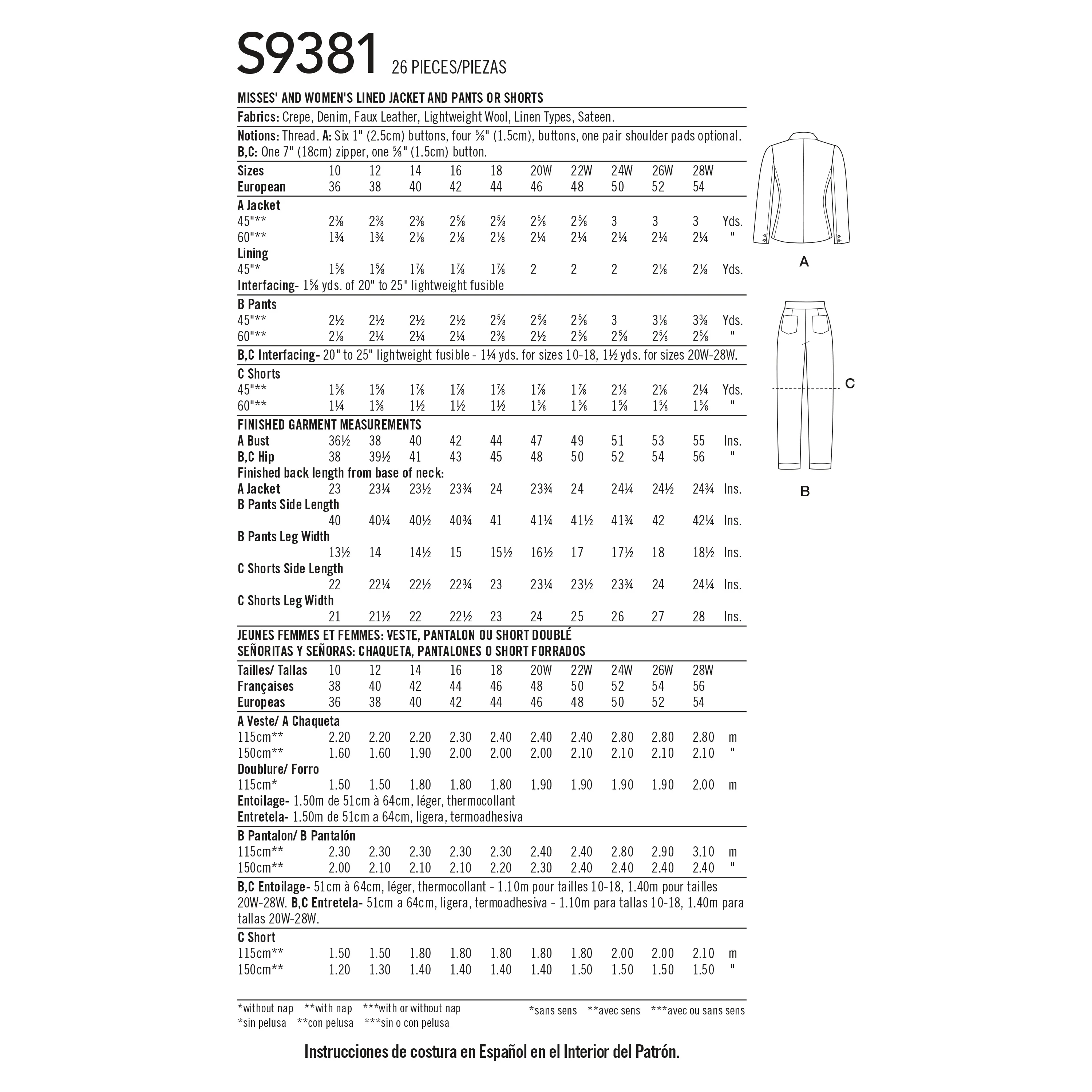 Simplicity Pattern 9381 Miss/Plus Jacket & Bottom - Image 8